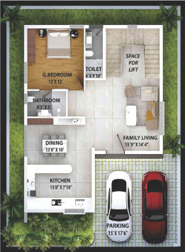Floor plan of a villa at Nestcon Meluha, one of the luxury villas in Shamirpet 