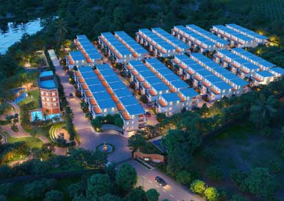 Aerial view of a Nestcon Meluha, one of the gated community villas in Thumkunta