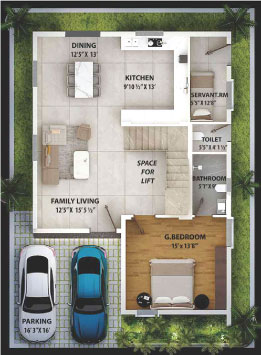 Floor plan of a villa at Nestcon Meluha, one of the luxury villas in Shamirpet 