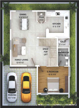 Floor plan of a villa at Nestcon Meluha, one of the luxury villas in Shamirpet 